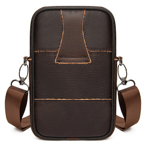 Novos Produtos em Alta 2026 Bolsa Transversal Masculina de Couro Genuíno com Logo Personalizado à Prova d'Água - Product Image 3