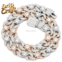 Collier chaîne cubaine fleur infinie bicolore hip-hop incrusté de zircons, plaqué or, accessoire tendance haut de gamme, unisexe.