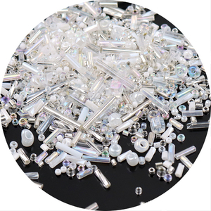 Perles en verre argentées multicolores, style tige, pour accessoires vestimentaires, emballées en sac plastique, pour création DIY - Product Image 3