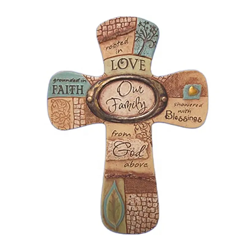 Resin Wall Cross With Encouraging Words and Phrases Religious Items Home Table Decor
