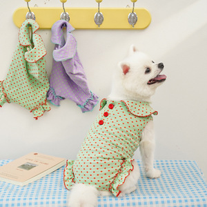 Designer Cotton Breathable Spring Summer Pet Dress <b>Clothes</b> Dog Clothing Luxury Cute With Polka Dot OEM Hot Sale - Product Image 3