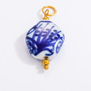 Nuevos dijes de joyería de porcelana azul y blanca de estilo chino, hechos a mano, de acero inoxidable, para collares y pendientes DIY - Product Image 3