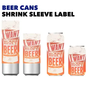 Custom Printing PVC PET Shrink Film Roll Heat Shrink Wrap Sleeve Packaging Label For Drink Juice Beverge Wine Oxygen Bottle Cans