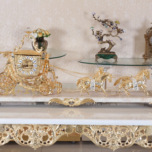 Medieval Luxury Style Gilded Bronze <strong>Carriage</strong> Watch <strong>Clock</strong> With Marble Base, Antique Brass Gold <strong>Carriage</strong> <strong>Clock</strong> - Product Image 1