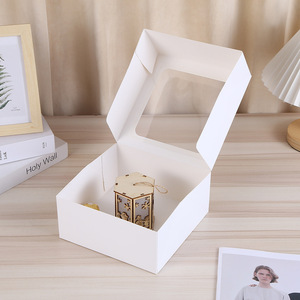 Imee hộp bánh vuông màu trắng cửa sổ rõ ràng <span class=keywords><strong>8</strong></span> 10 12 14 inch hộp giấy bật lên dán sẵn cho Bánh Ngọt Bánh kẹo bánh quy - Product Image 6