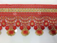 Vente en gros bordure en dentelle fil métallique doré de haute qualité 11cm bordure en dentelle à sequins broderie en dentelle de mariée