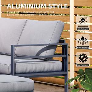 AJUNION Aluminum Sectional Patio <strong>Furniture</strong> Set Garden Sofa Corner Set Uv Resistant <strong>Cushion</strong> Garden <strong>Furniture</strong> with Firepit Table - Product Image 4