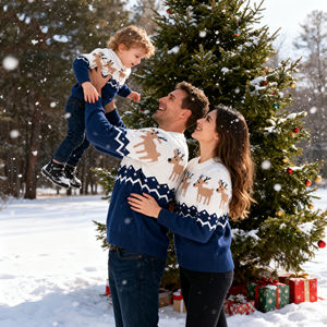 Nueva Llegada, Suéter Navideño, Ropa Familiar a Juego, OEM, Conjunto de Mamá, Papá y Yo, Disfraces Navideños de Algodón Suave para la Familia - Product Image 6