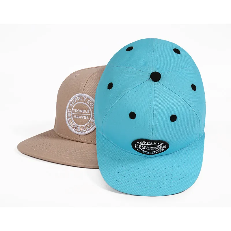 Individuelle Stickerei 5-Panel Sportmütze für Kinder Kinder-Sonnenhüte Lederaufnäher Individuelle Kleinkind-Schnappschmuckkappe