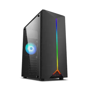 Wholesale Factory Price Newest Cheap Custom Computer Cases Tempered Glass RGB Striplight Case Manufacturer