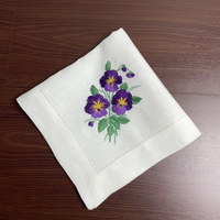 Serviettes en tissu carrées brodées personnalisées pour mariage, 100% coton, écologiques, modernes, pour restaurant, ourlet festonné, monogramme, Inde, haute qualité