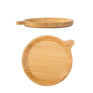Bandeja Redonda de Madera Natural con Asa para Servir Té, Café, Uso en Hoteles, 120 mm de Diámetro, Diseño de Color Sólido - Product Image 1