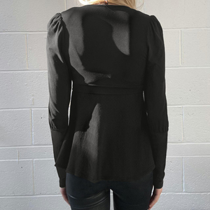 T-shirt décontracté à manches longues pour femme avec cordon de serrage sur le devant, col carré, respirant, en tricot Spandex/Polyester 180g, doux pour l'été - Product Image 2