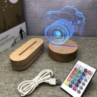 Base de lampe Led 3D Veilleuse USB en bois ronde et ovale Base en bois pour acrylique électrique 50 Décoration Plastique Interrupteur Chambre à coucher Led