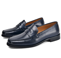 Mocassins pour hommes en cuir véritable de style britannique, confortables, à enfiler, motif uni, chaussures de bureau et de carrière