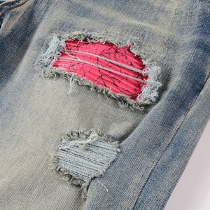 <span class=keywords><strong>Jeans</strong></span> de Mezclilla Vintage Rectos para <span class=keywords><strong>Hombre</strong></span>, Estilo Urbano, con Logotipo Personalizado, de Buena Calidad, con Lavado Técnico y Agujeros, para Verano - Product Image 5