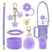 Accessoires de tasse pour gobelet avec botte en silicone paille Topper couverture capuchon bâton crochet porte-clés décoration anneau poignée Portable
