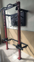 Rack de musculation mural pliable 75x75mm, cage à squats robuste, barre de traction multi-prise, découpe laser, usage commercial/privé, capacité 70kg