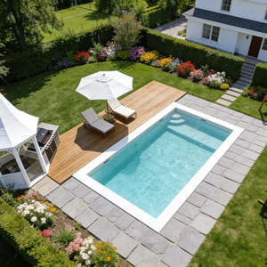 Piscine de jardin rectangulaire préfabriquée en fibre de verre personnalisée, grande, haut de gamme, avec marches, ODM - Product Image 4