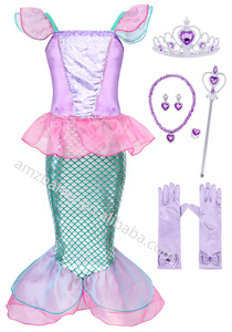 Robe de princesse sirène en dentelle pour filles, Costumes de films <span class=keywords><strong>et</strong></span> de télévision, robes de carnaval d'halloween pour enfants, robes de princesse <span class=keywords><strong>Ariel</strong></span> - Product Image 4