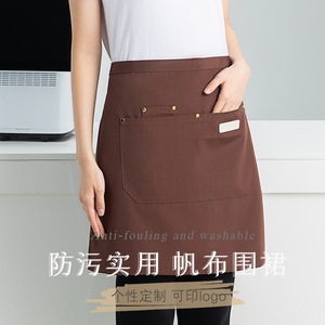 ผ้ากันเปื้อนครึ่งตัวสีพื้น โพลีเอสเตอร์ สำหรับร้านอาหาร บาร์ พร้อมพิมพ์โลโก้ ผลิตตามสั่ง - Product Image 5