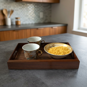 Sheesham Wood Serving <b>Tray</b> <b>Handles</b> Snacks Tea Coffee Breakfast Home Restaurant Hotel | OEM Bulk Export Dishwasher Safe - Product Image 5
