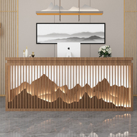 Kainice Comptoir de réception de luxe en bois massif à LED Table de bureau de caissier de luxe pour magasin de détail Équipement de supermarché Comptoir de caisse