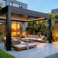 Pergolas de Luxe en Aluminium Motorisées avec Toit à Lames Orientables Intelligentes, Imperméables, pour Extérieur (3x3, 4x4, 5x5, 5x6)