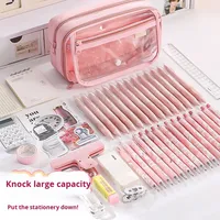 Trousse à crayons transparente Lnstagram Style Niche puissante boîte à papeterie de bonne qualité pour les élèves du primaire garçons et filles