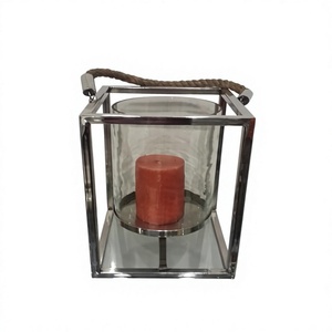 Eco-Friendly Cylindrical Glass <b>Hurricane</b> Candleholder Set with Silver Base and Ring TOP for Home Decoration - Product Image 3