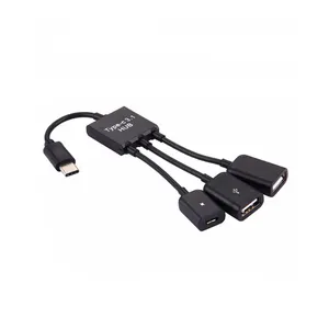 USB 3.1 Usb 3 In 1, USB USB-C/Tipe C/Kabel Adaptor OTG 3 Port Pria Ke Wanita