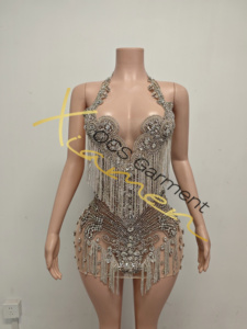Ocstrade Custom <strong>Gold</strong> Rhinestone Tassels Club <strong>Dress</strong> Halter Neck Diamond Birthday <strong>Party</strong> Prom Sexy <strong>Dress</strong> for Women <strong>Party</strong> Club Night - Product Image 6
