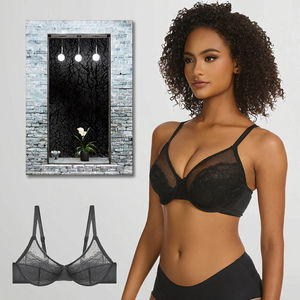 Sujetador Push-Up de Malla Fina, Ajustable, con Copa de Punto, Anti-Caída, con Aro de Acero Suave, Estilo Francés, Talla Grande, para Verano - Product Image 3