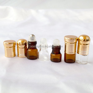 Rodillo ámbar marrón <span class=keywords><strong>oscuro</strong></span> de 1ml al por mayor en botella de cristal de aceite esencial con tapa de aluminio dorado - Product Image 6