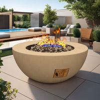 Glas Feuerschale Rauchfreie kreisförmige verstellbare Flamme Patio Feuerstelle Pool Beton Gas Feuerschale Grube für Garten im Freien