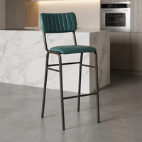 Chaise haute industrielle contemporaine en métal avec dossier moderne en cuir PU pour bureau à domicile, restaurant, pub, appartement