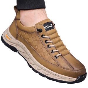 Chaussures de travail d'extérieur HLT pour hommes, en cuir PU artificiel, à lacets, talon plat, toutes saisons, style marche, semelle intermédiaire EVA, caoutchouc - Product Image 1