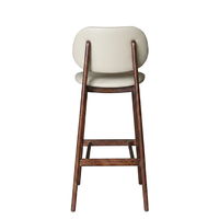 Tabouret de bar moderne rembourré, chaise de bar en bois beige et marron avec dossier, siège de comptoir pour cuisine, salle à manger, bar à domicile