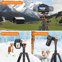 Trépied professionnel pour caméra vidéo 2m en aluminium avec monopode détachable, niveau à bulle, verrouillage à bascule, portable