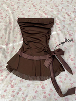 Robe mini trapèze sans bretelles froncée à nouer à la taille pour femme, tenue de soirée et de club, vente en gros, personnalisable