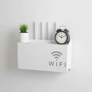 Étagère murale pour routeur Wifi sans fil, boîte <span class=keywords><strong>de</strong></span> <span class=keywords><strong>rangement</strong></span> en plastique ABS, support pour routeur, support pour câbles et alimentation, boîte organisatrice pour salon - Product Image 4