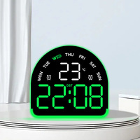 Jam Alarm Digital dengan Lampu Malam 7 Warna, Temperatur, Tanggal, Hari, 3 Tingkat Kecerahan, Jam Meja, Dapat Diredupkan Otomatis, Jam LED 12/24 Jam