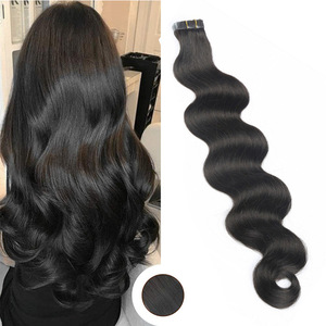 Extensiones de cabello humano con cinta invisible K.SWIGS Natural-Black Wave Virgin Cuticle Aligned, duraderas, suaves, reutilizables y profesionales. - Product Image 1