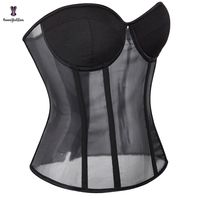 Soutien-gorge Bustier Sculptant Noir Translucide pour Femme Grande Taille en Tissu Respirant, Style Gothique Vintage, Lingerie Sexy, Corset Creux Rembourré