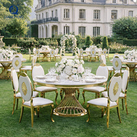 Chaise et table empilables de location de meubles commerciaux de luxe pour fêtes d'hôtel et banquets, ronds dorés, mariages et événements, vente en gros