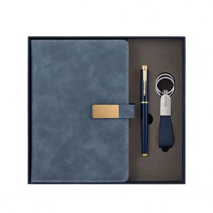 Business Promotional Custom Vip Clients Luxury PU Leather Embossed Agenda Notebook and Pen <b>Gift</b> Set with Keychain - Product Image 3