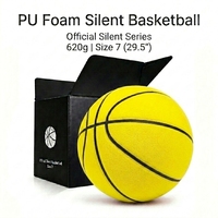 Ballon de basketball silencieux pour enfants, 620g, taille 7 (29,5 po), en mousse PU souple, personnalisable avec logo, pour entraînement intérieur, vente en gros usine