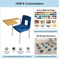 Chaise d'étude simple et économique pour étudiants, avec tablette d'écriture intégrée, idéale pour les salles de classe universitaires et la formation scolaire
