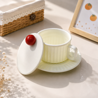 Couvre-tasse en silicone mignon de 11 cm, réutilisable, rond, avec bouton à boule, anti-poussière, pour tasses à café et à thé, maison et bureau