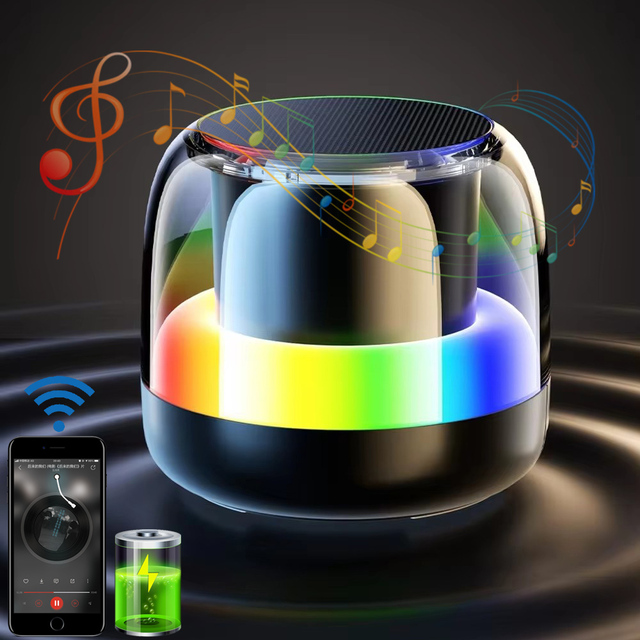 Portable LED RGB Atmosphere Lamp TWS for Music Subwoofer Mini Wireless Speaker USB Charge Novelty Night Light Holiday Use